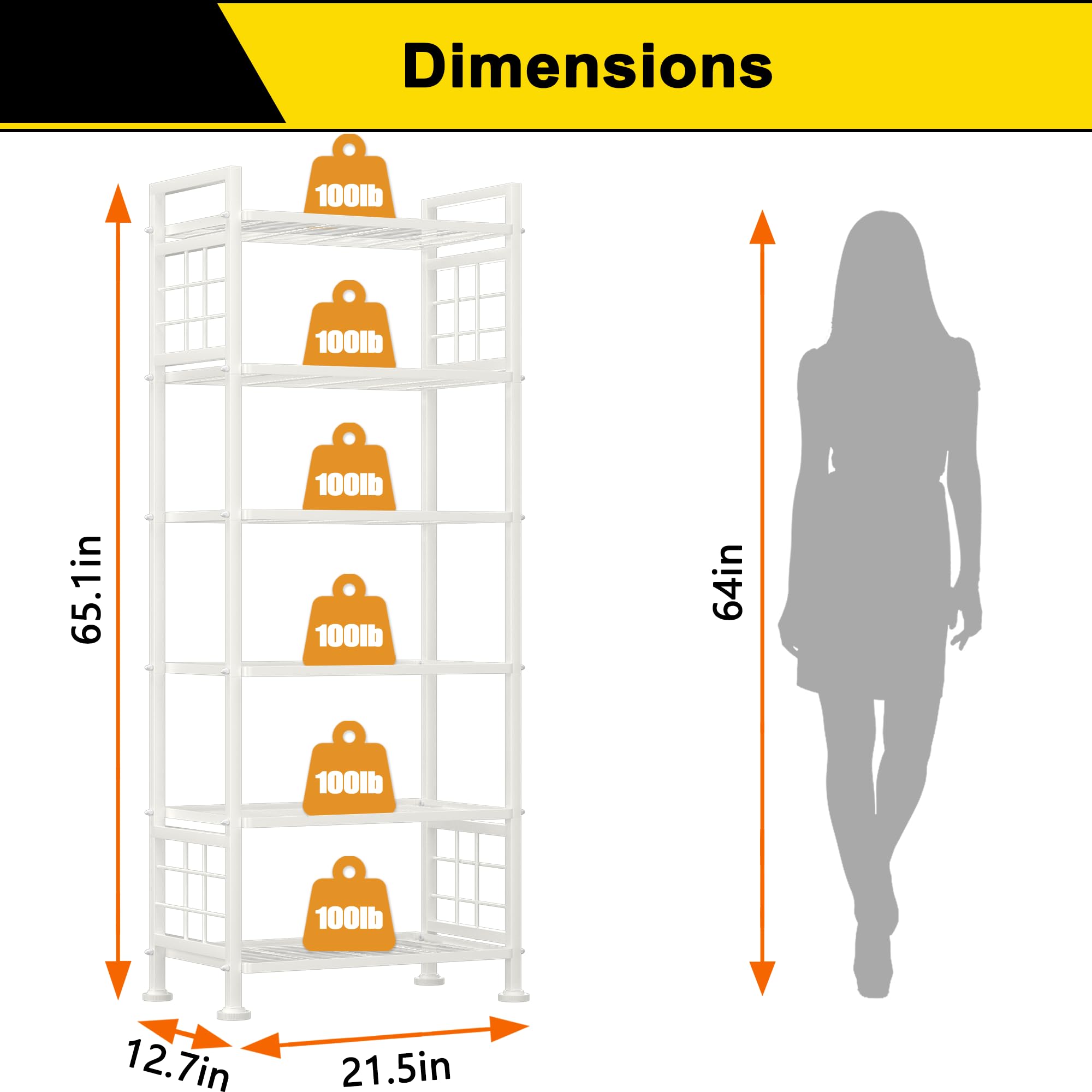 GIOTORENT adjustable feet keep shelves level on uneven floors.