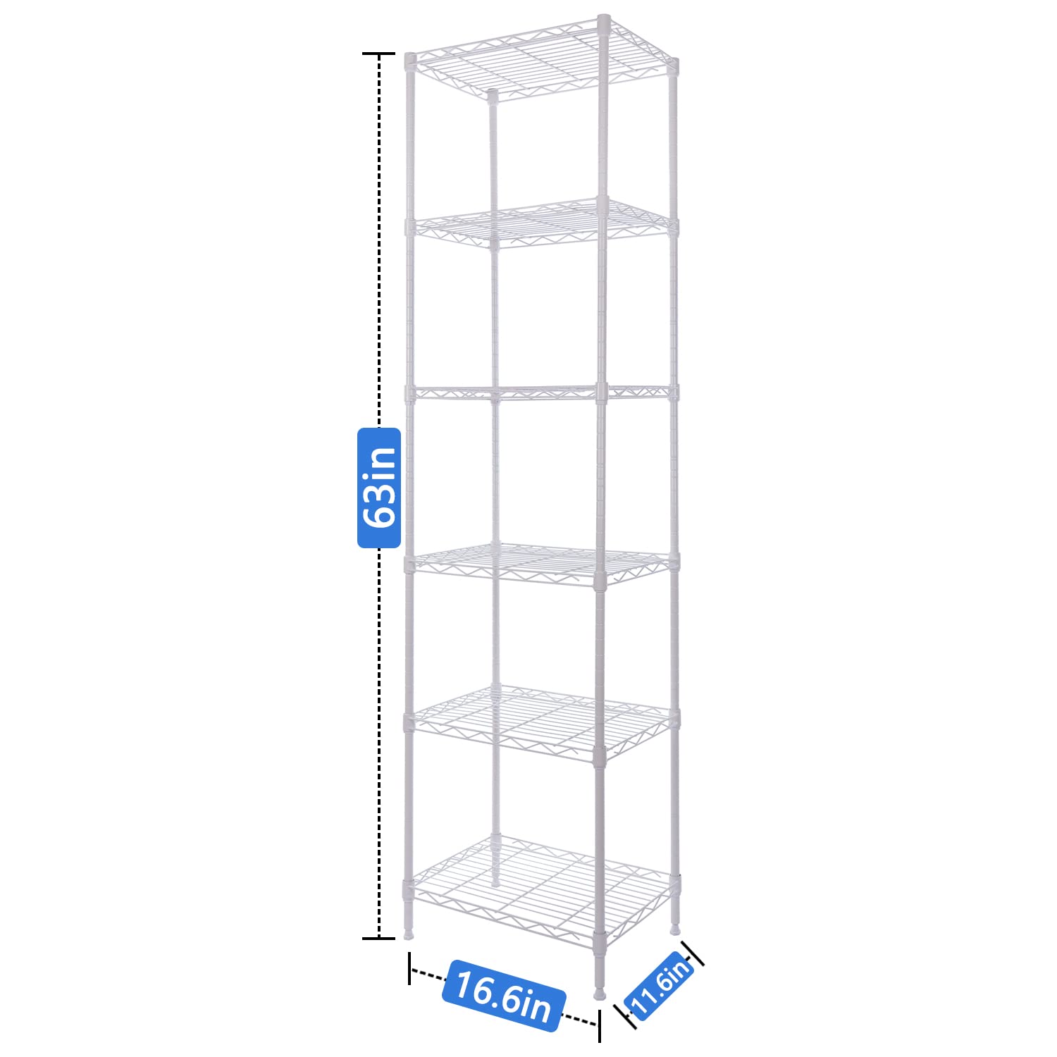 GIOTORENT adjustable-height shelves enabling customizable storage heights.