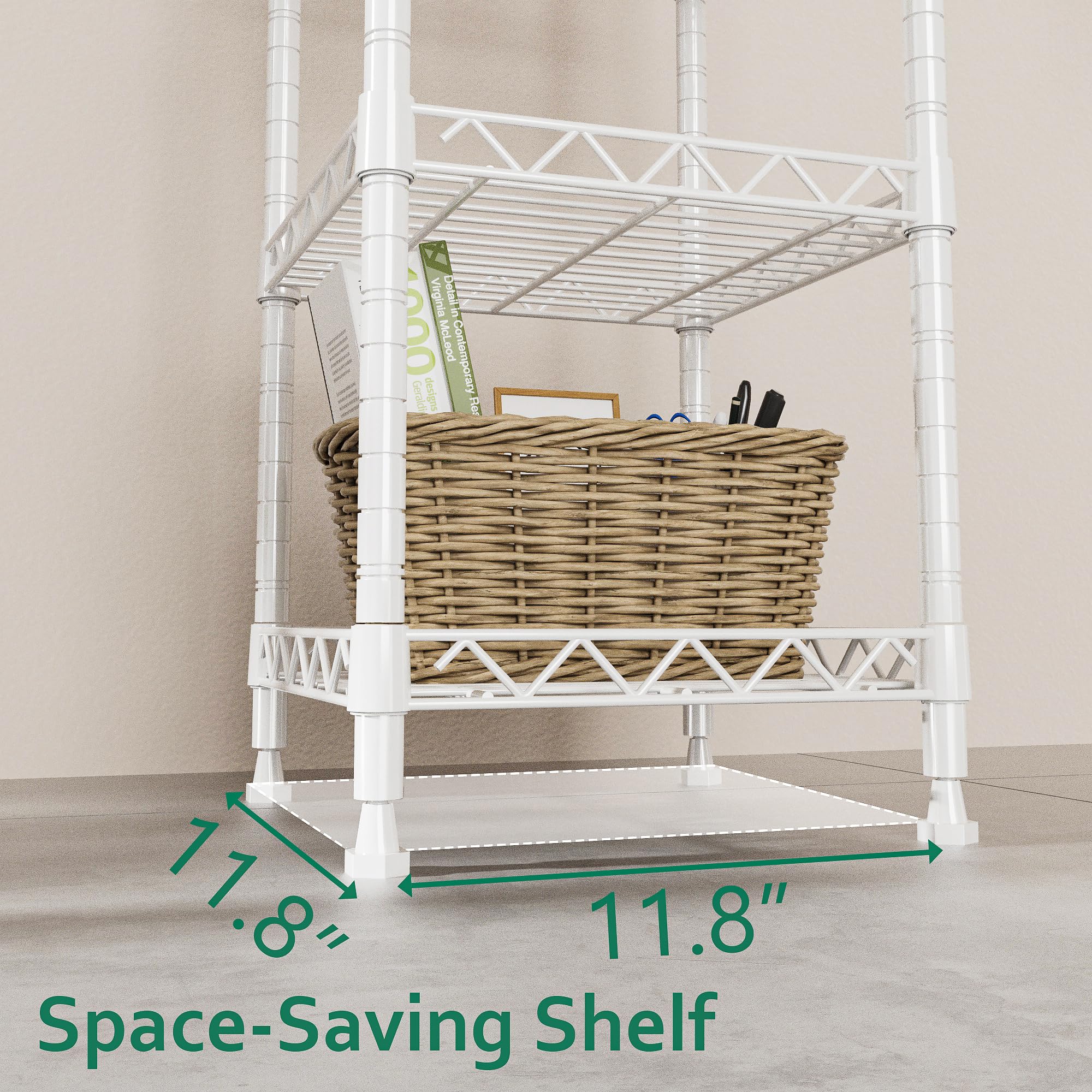 GIOTORENT adjustable shelves close-up showing height customization.