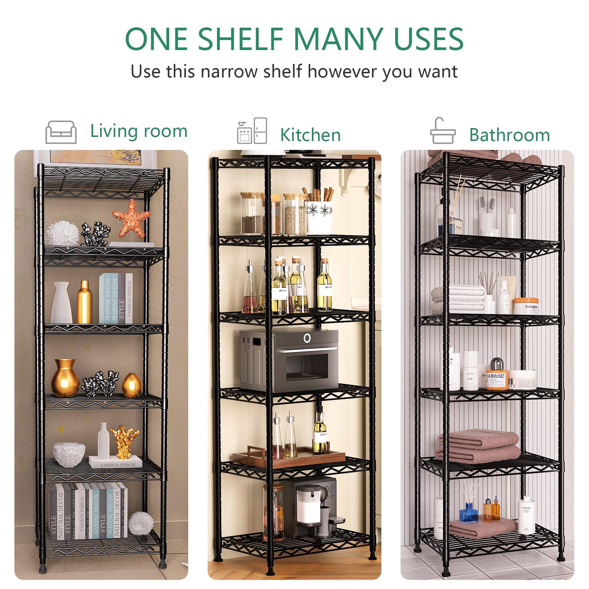 GIOTORENT durable steel frame supports up to 50 lb per tier for reliable storage