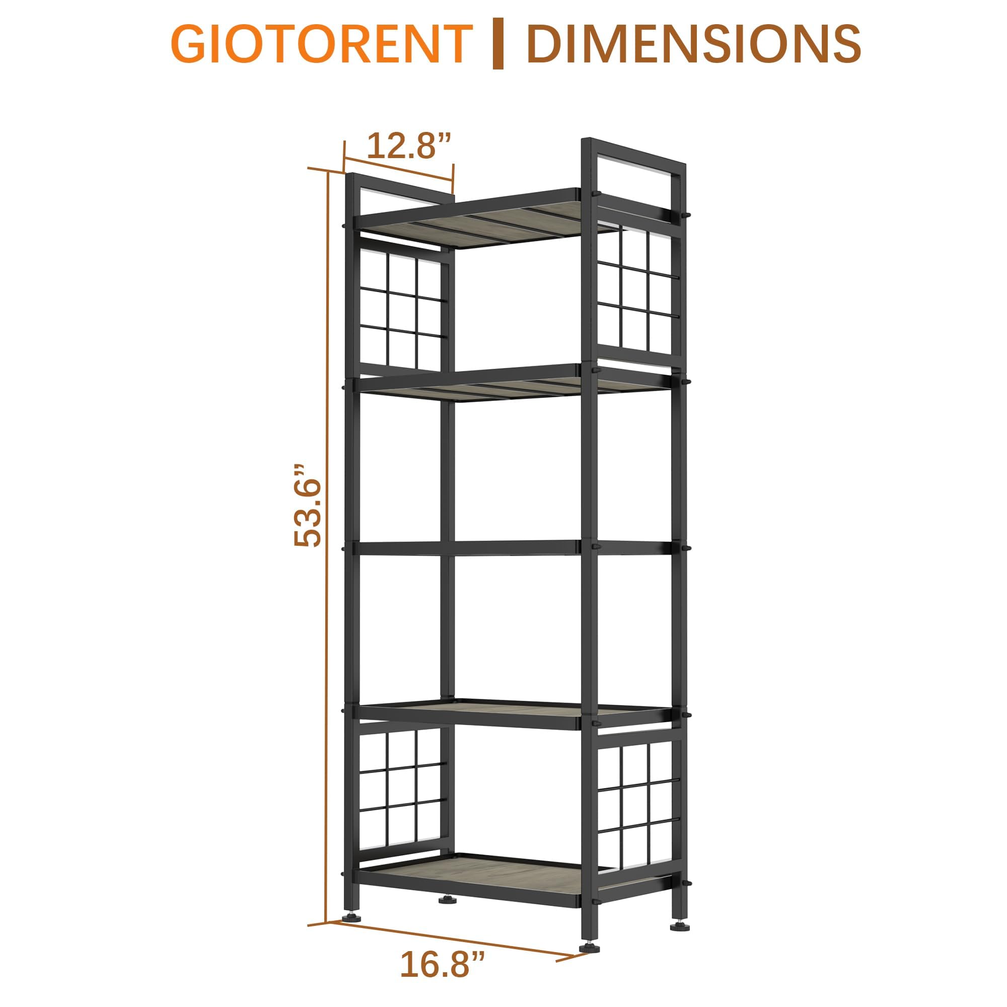 GIOTORENT heavy-duty steel frame emphasizes stable organization in kitchen and bathroom settings.