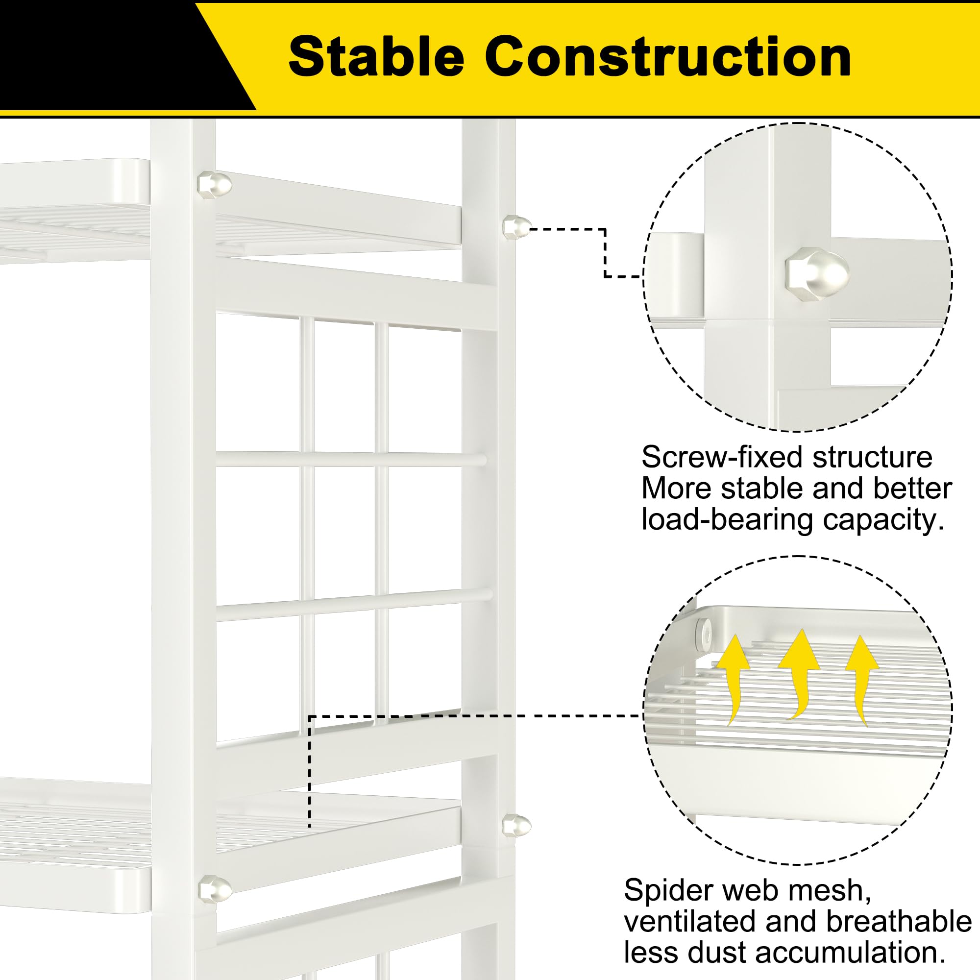 GIOTORENT vertical storage rack ideal for kitchen, pantry, laundry, and more.