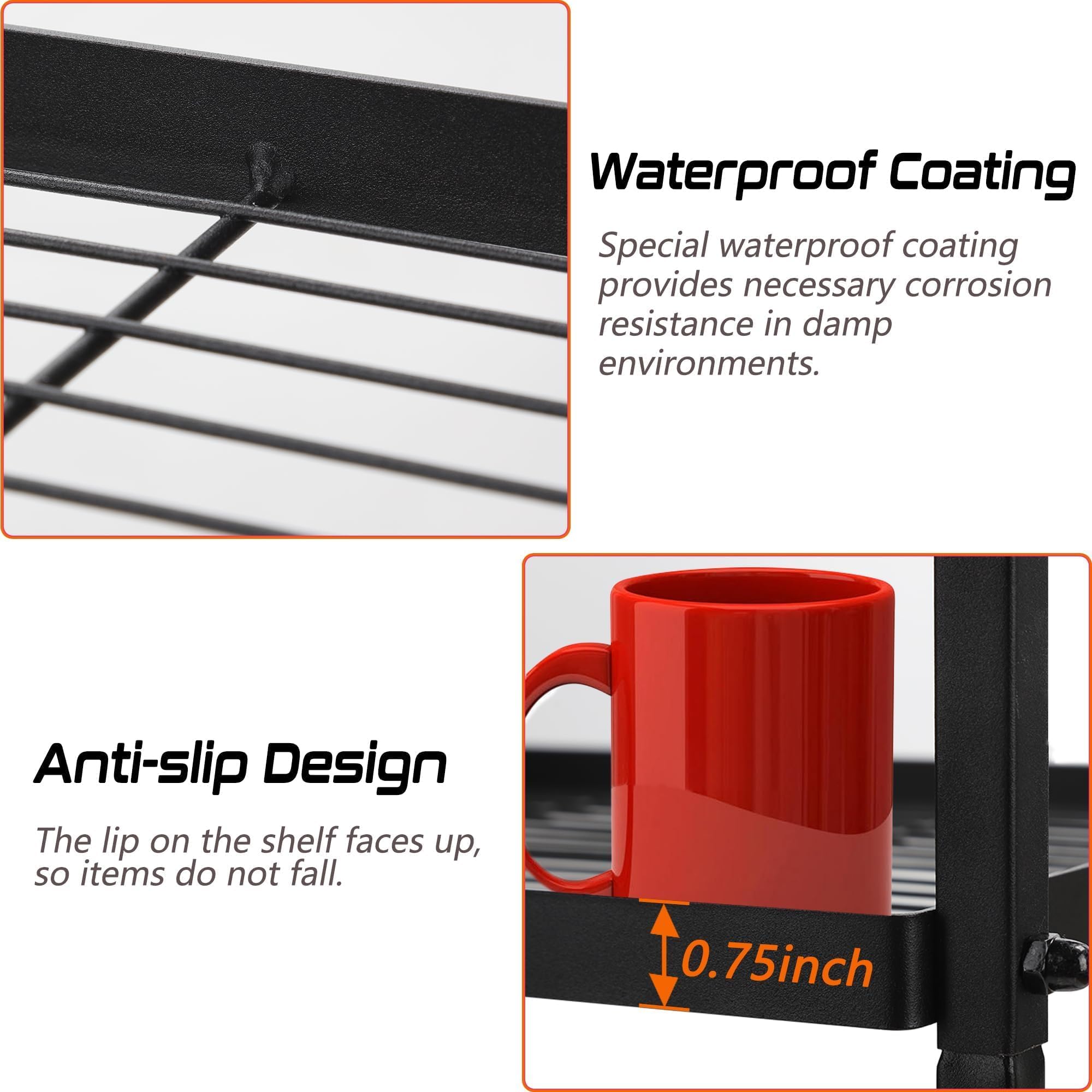 GIOTORENT sturdy steel tube frame supports heavy storage in damp spaces.