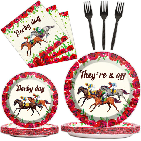 gisgfim Run for The Roses dinner plates for Derby Day party, easy cleanup after guests.