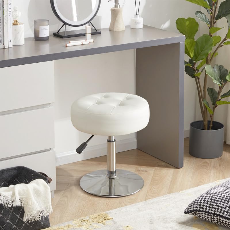 Gitrah height-adjustable vanity chair enables precise seating for makeup tasks.