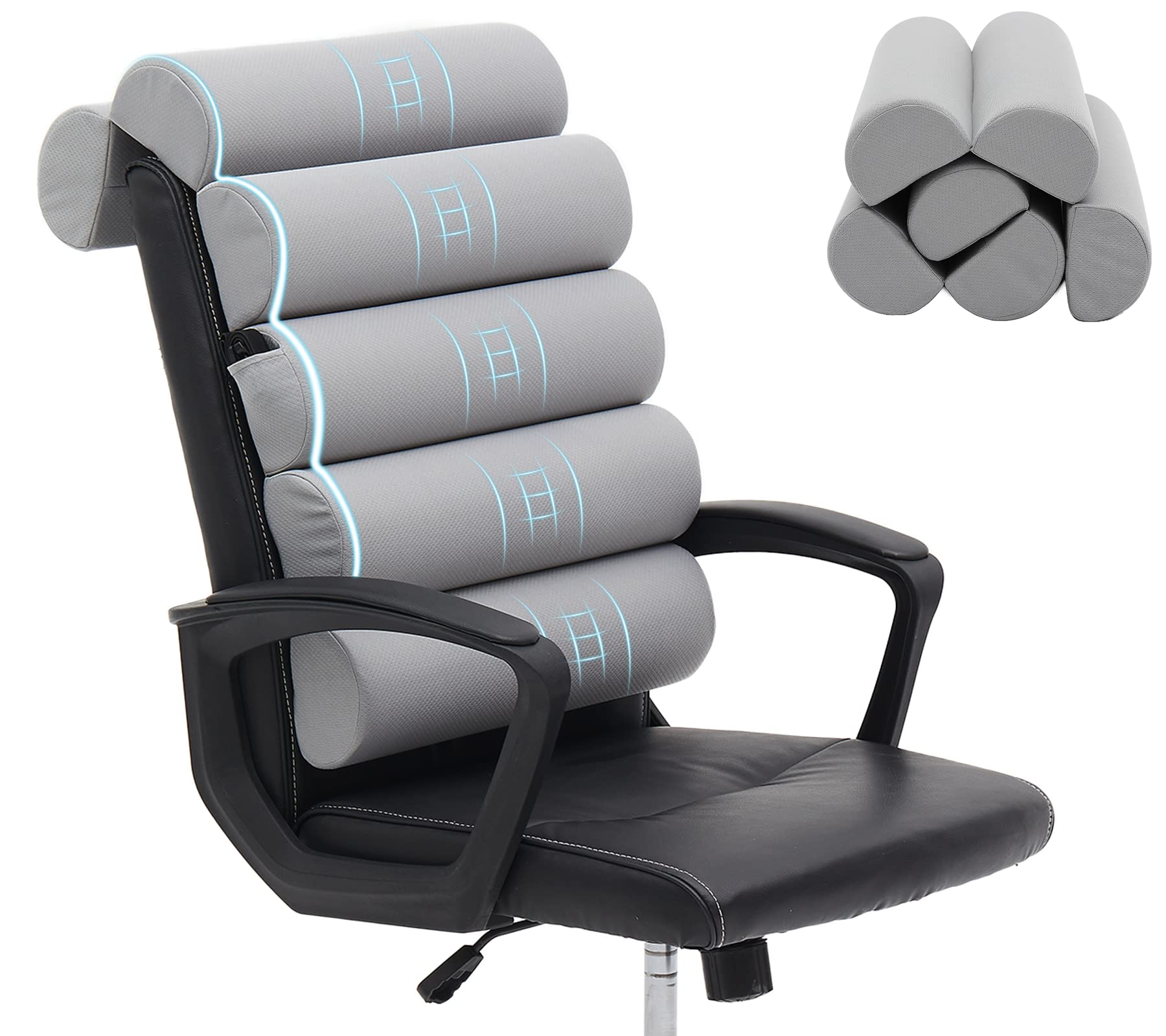 GIVANLEE back support pillow with six semicircular columns for customizable spine comfort