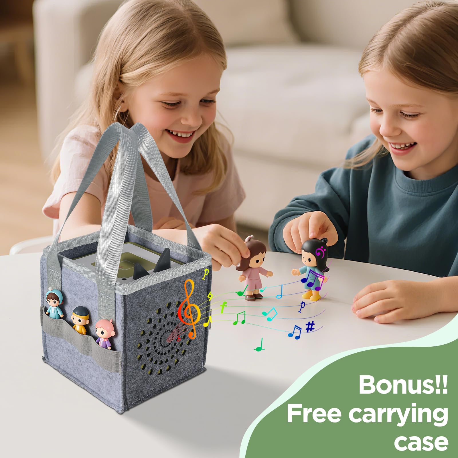 Givilio Tonie shelf includes a carrying case for travel.