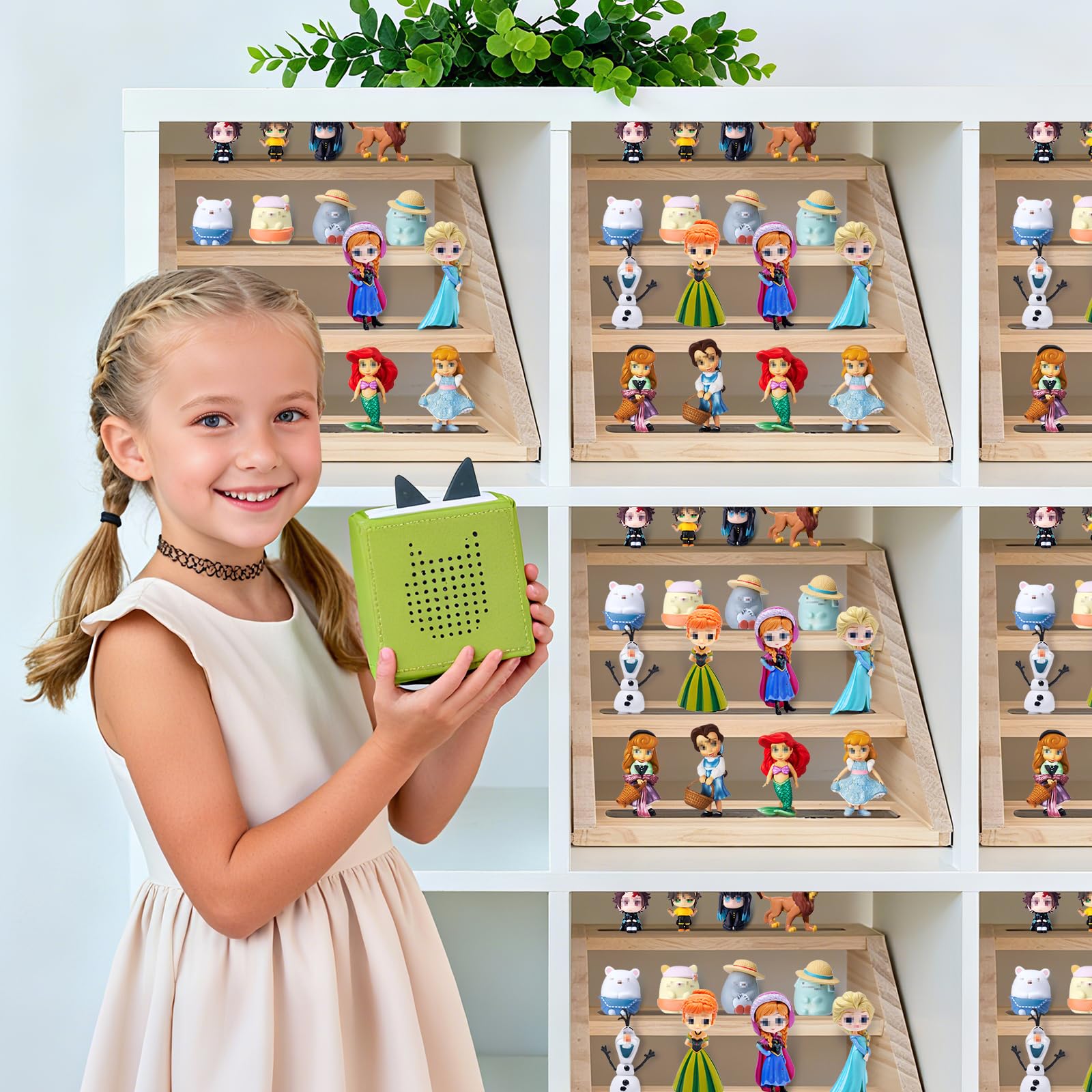 Givilio Tonie shelf adds decorative appeal while organizing a growing collection.