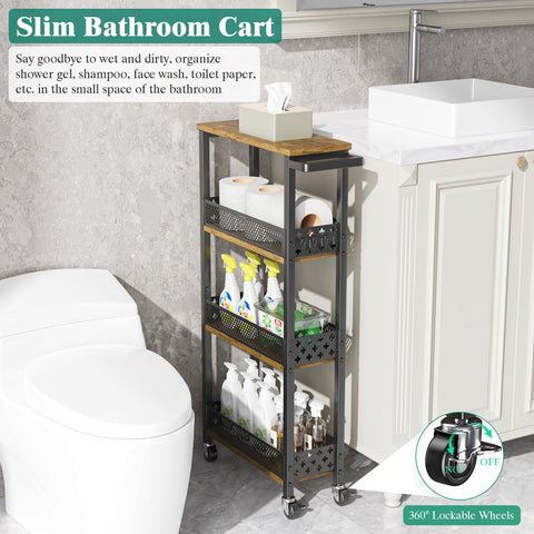 Giwil mobile kitchen cart with 360-degree wheels for flexible layout changes