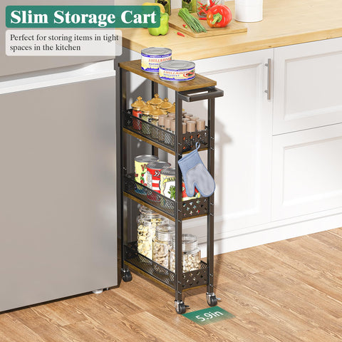 Giwil slim storage cart with diamond wire to prevent small items from falling