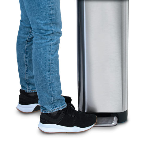 Glad slim trash can 12 gallon capacity, fits standard trash bags.