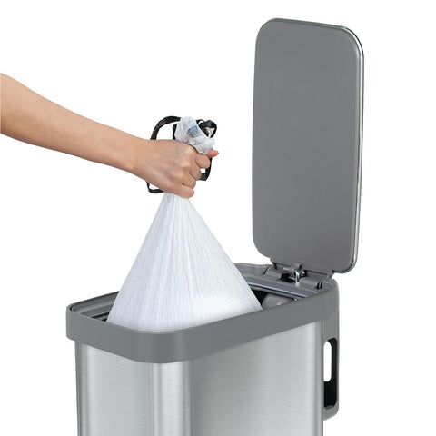 Glad Slim Trash Can stainless steel body complements modern kitchens.