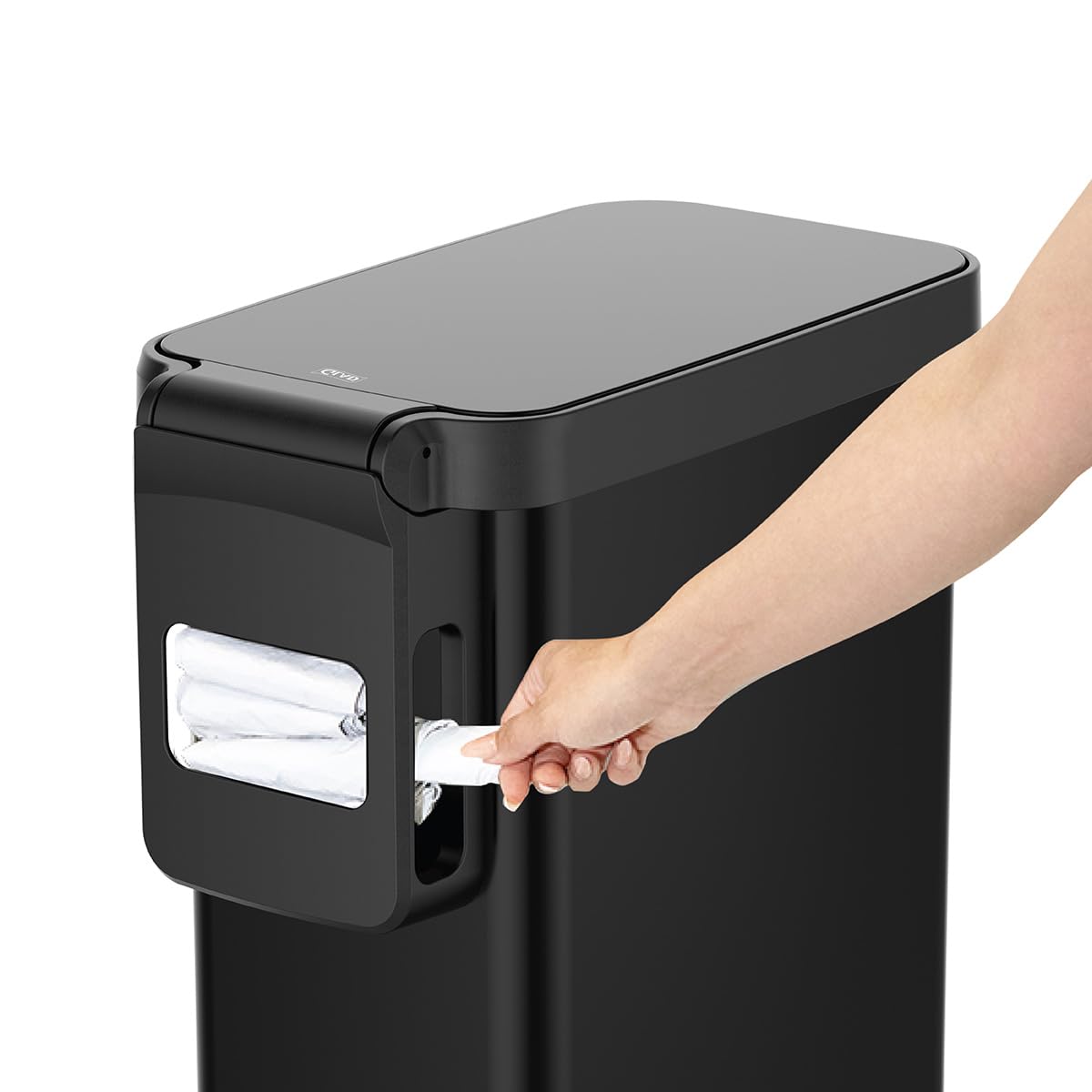 Glad Slim Trash Can Narrow Design saves kitchen space.