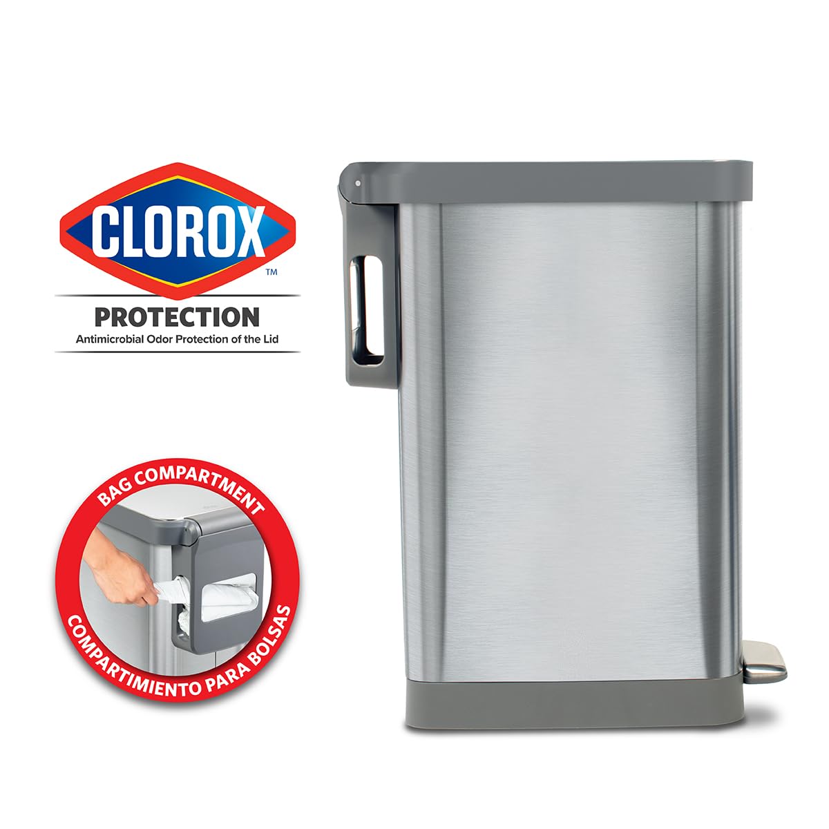 Glad Slim Trash Can with narrow design fits tight spaces in busy kitchens.