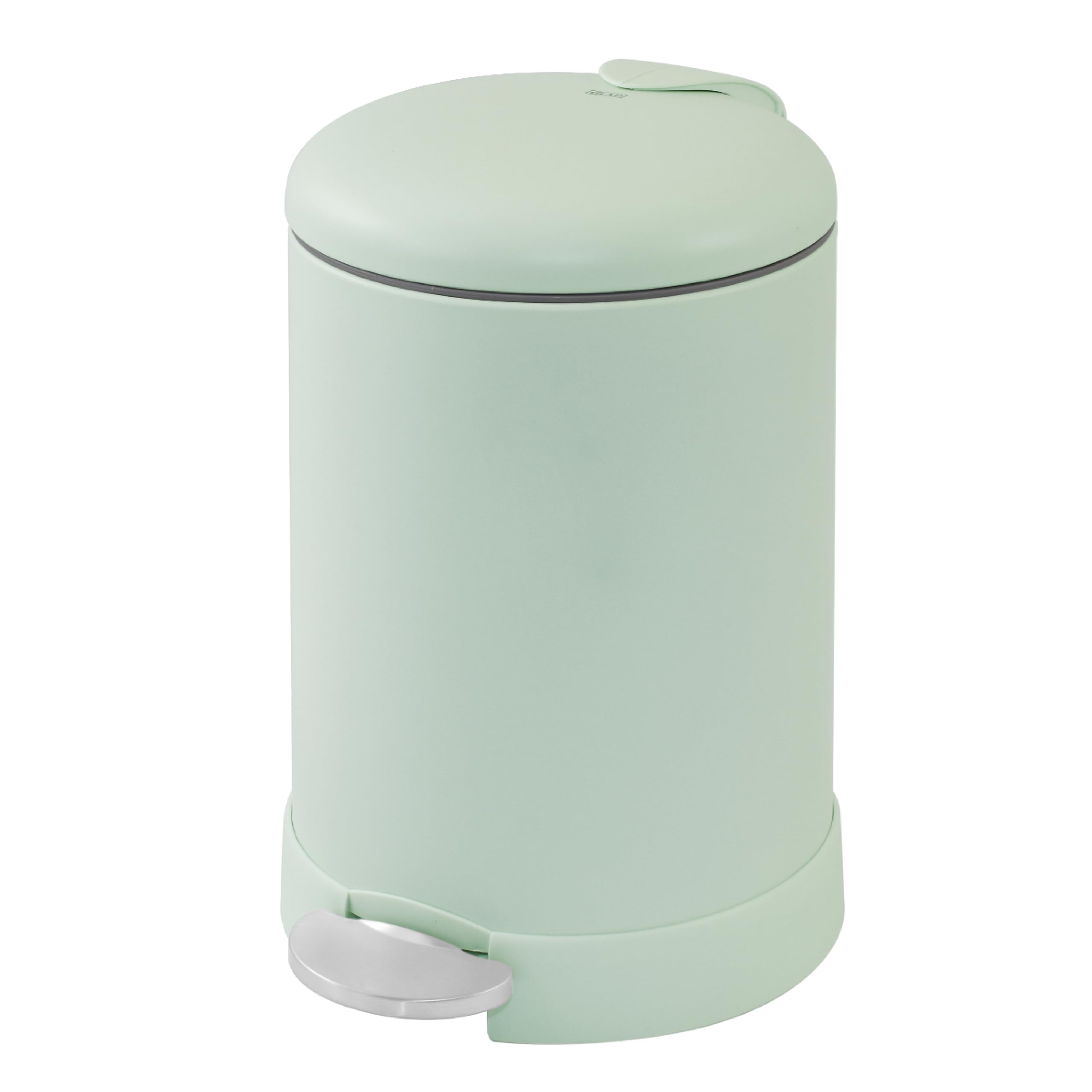 Glad small trash can round stainless steel with mint finish, ideal for compact desk spaces.