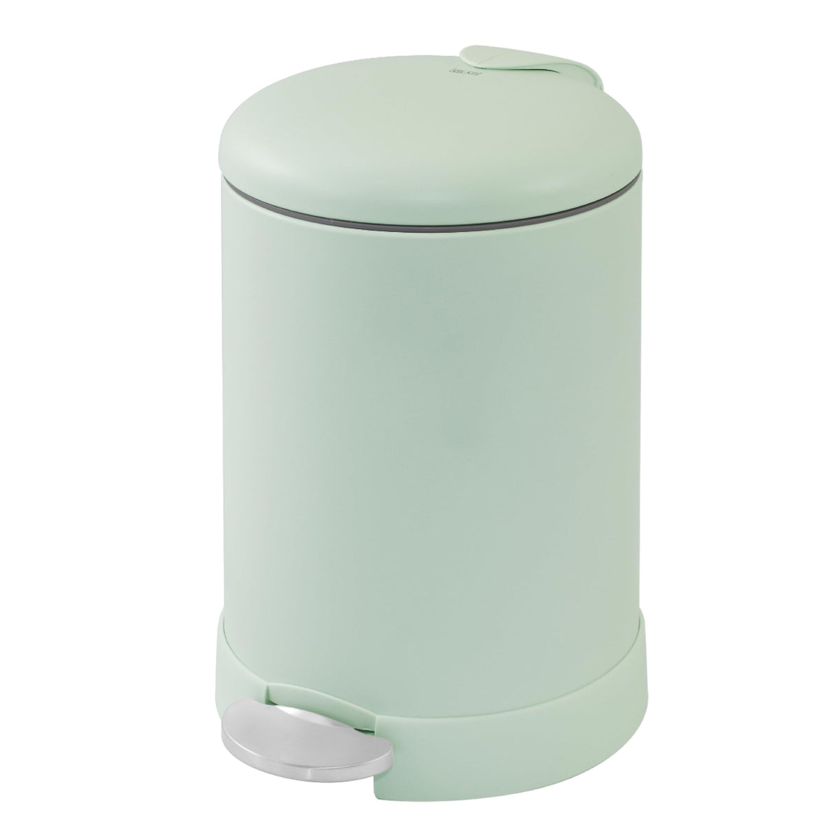 Glad small trash can round stainless steel with mint finish, ideal for compact desk spaces.