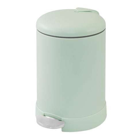 Glad small trash can round stainless steel with mint finish, ideal for compact desk spaces.
