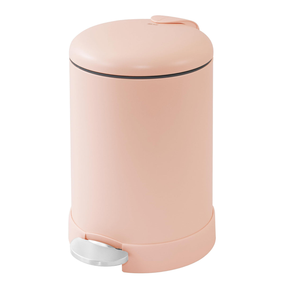 Glad small trash can with rust finish and lid, ideal for desks or counters.