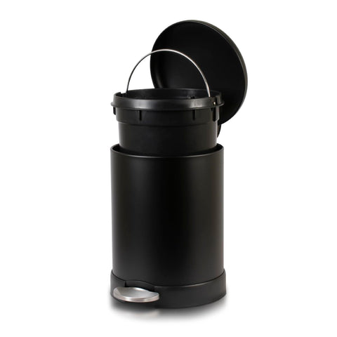 Glad soft-close lid trash can with step pedal for hands-free use.