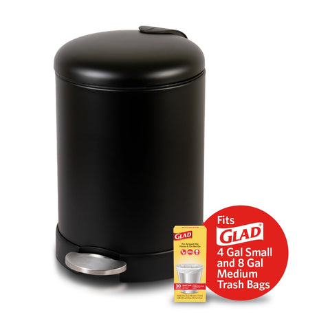Glad stay-open lid feature simplifies waste removal and bag changes.
