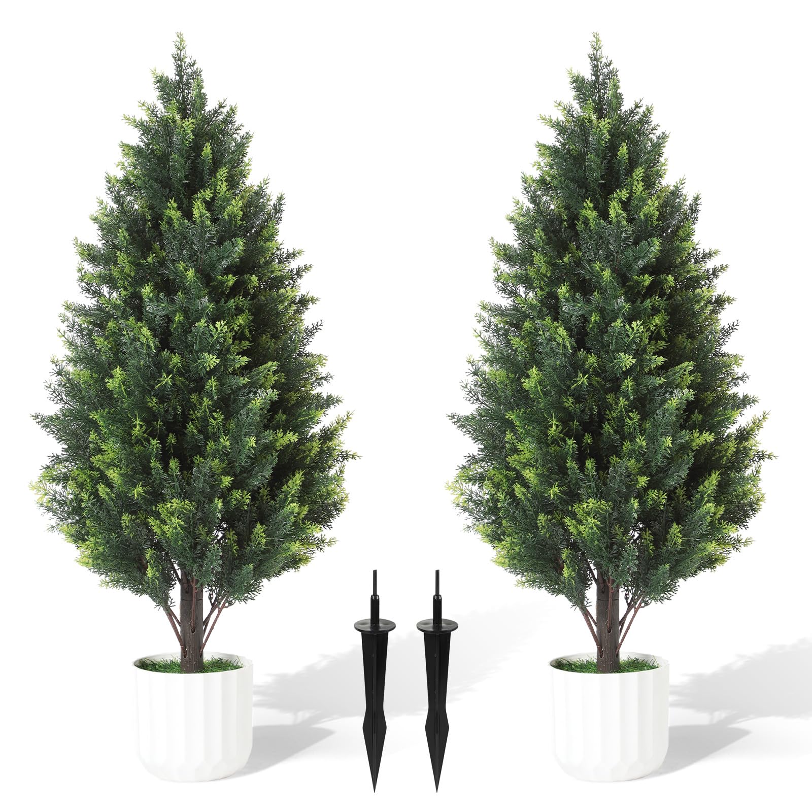 Gladeup 3ft artificial cedar topiary with detachable planter for indoor use.