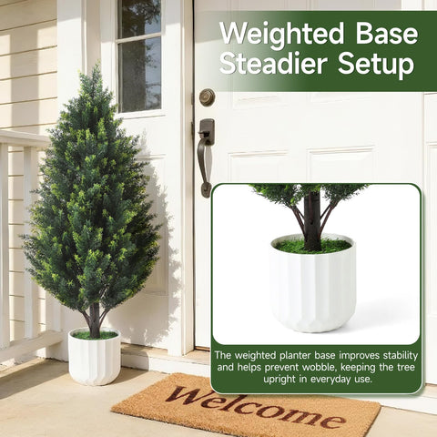 Gladeup cedar topiary with string lights for decorative use.