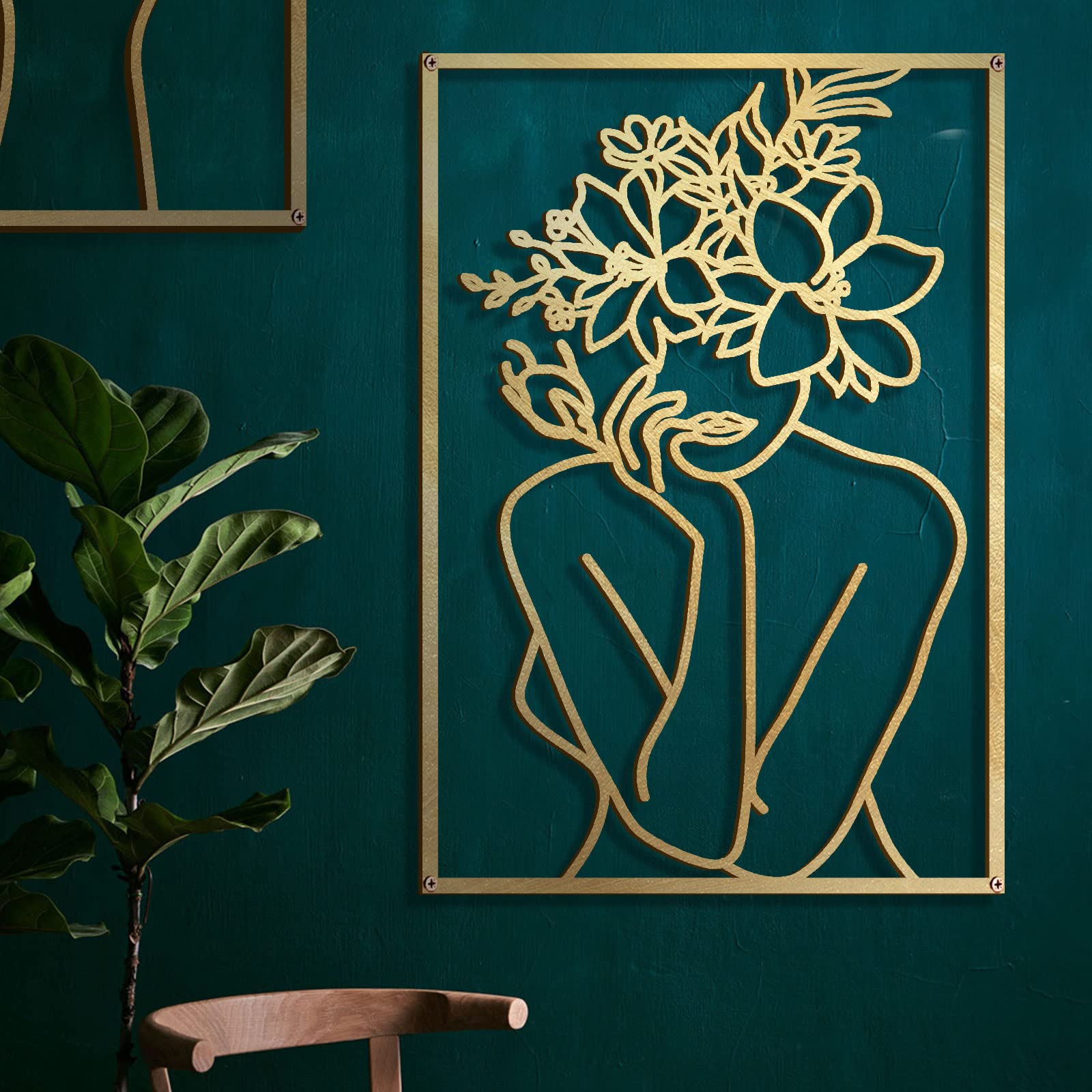 Glamativity gold wall art 4-pack abstract woman body enhances entryway styling