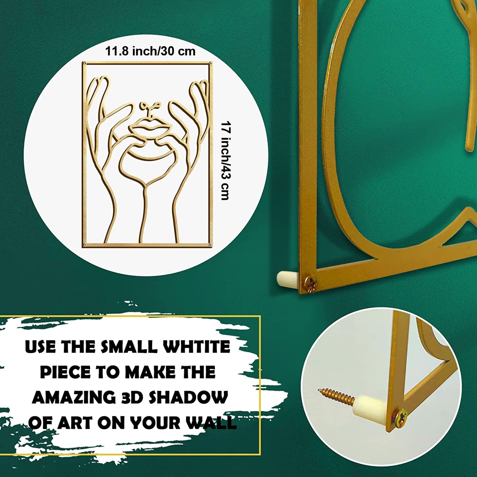 Glamativity gold wall art 4-pack abstract woman body ideal for office spaces