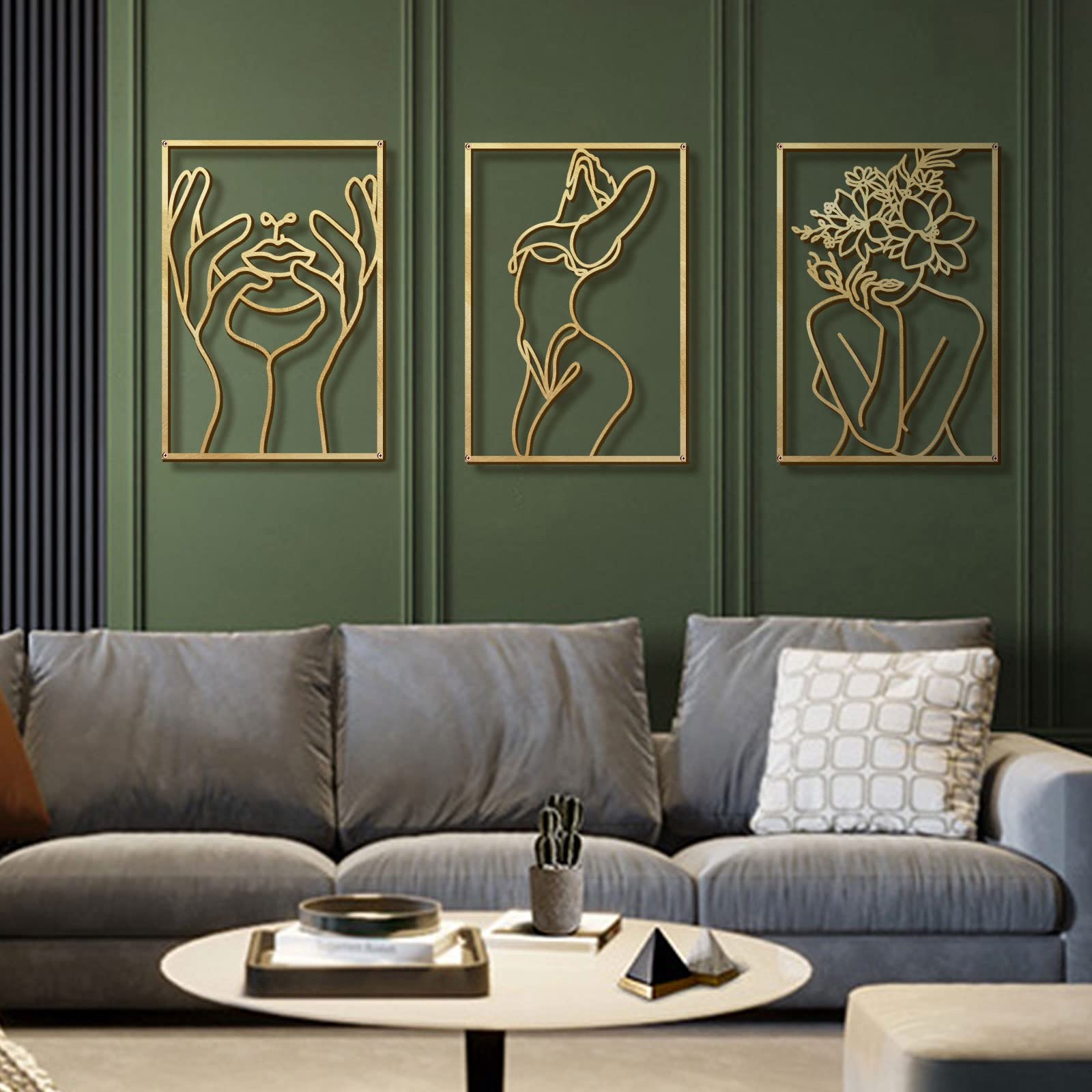 Glamativity gold wall art 4-pack abstract woman body perfect gift idea