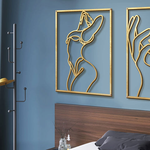 Glamativity gold wall art 4-pack abstract woman body ships well protected