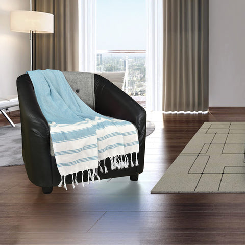 GLAMBURG aqua blue quick-dry towel for travel.