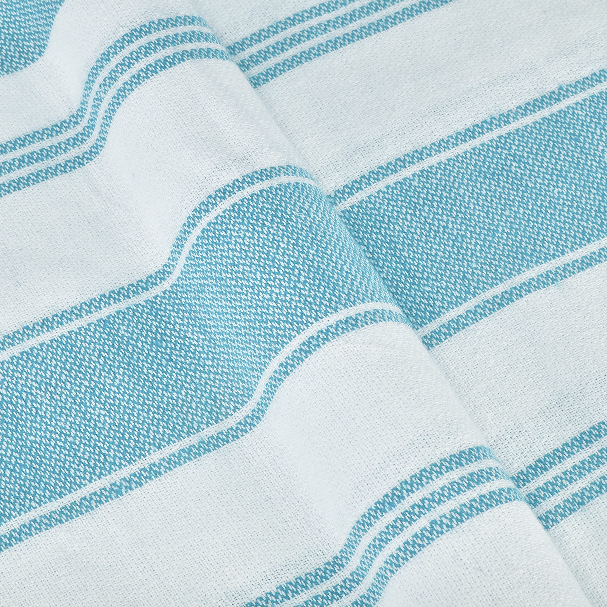 GLAMBURG peshtemal aqua blue towel shows soft absorbent fabric.