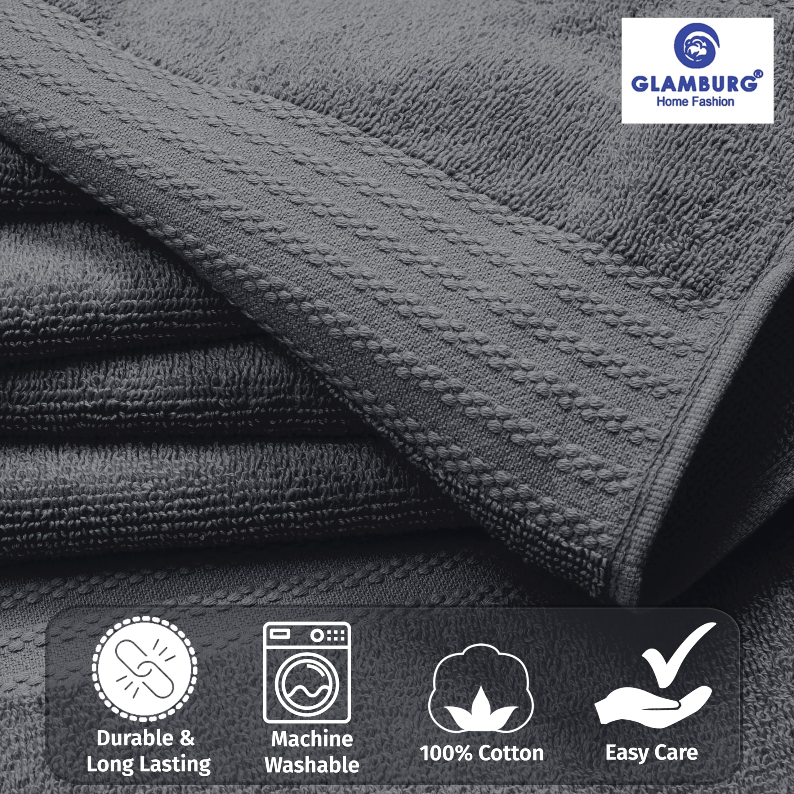 GLAMBURG Ultra Soft hand towels 16x28 provide quick-dry daily comfort.