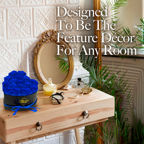 GLAMOUR BOUTIQUE blue-colour preserved roses in box, ideal as a low-maintenance gift.