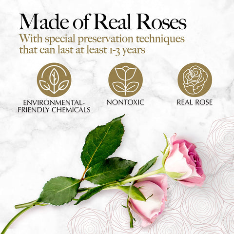 GLAMOUR BOUTIQUE heart box with pink roses, a maintenance-free gift idea.