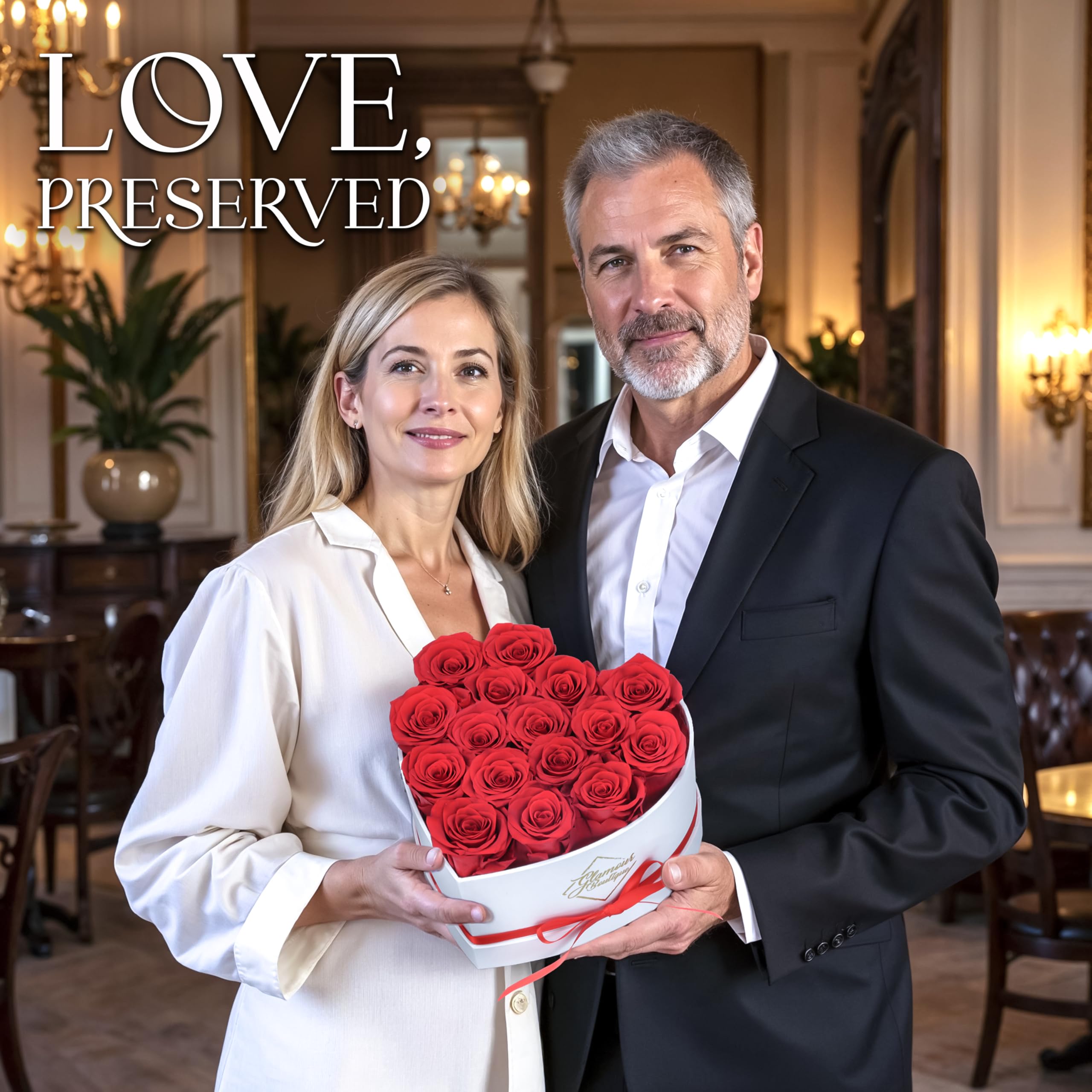 GLAMOUR BOUTIQUE preserved roses box red-16 mother-day-gift, heartfelt keepsake for Mother's Day.