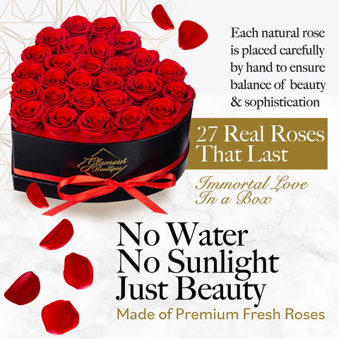 Glamour Boutique red preserved roses offer a timeless gift