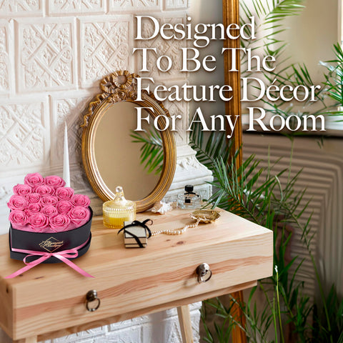 GLAMOUR BOUTIQUE 16-roses display in pink, long-lasting centerpiece.