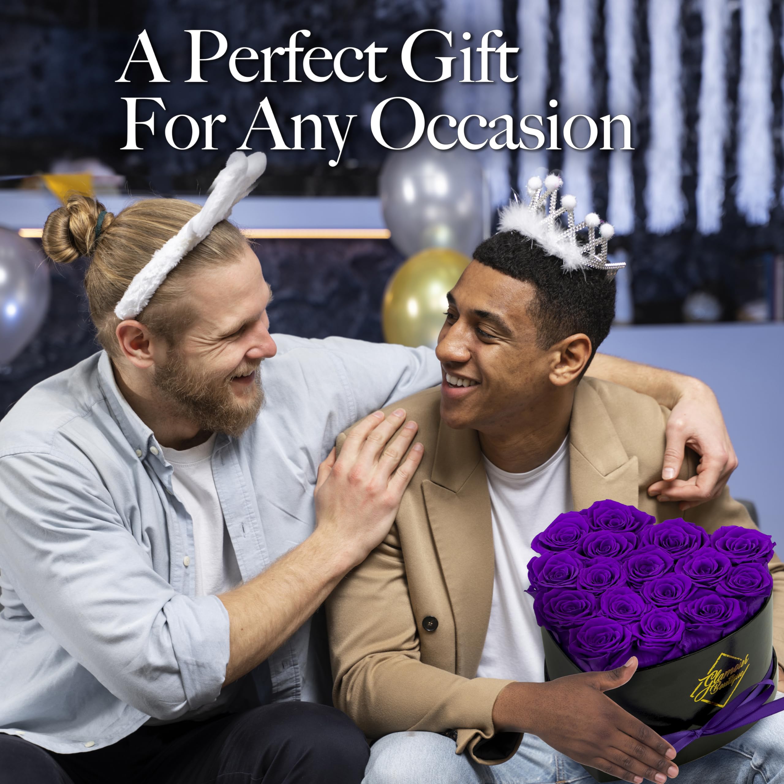 Glamour Boutique teal rose box, vibrant color option for birthdays