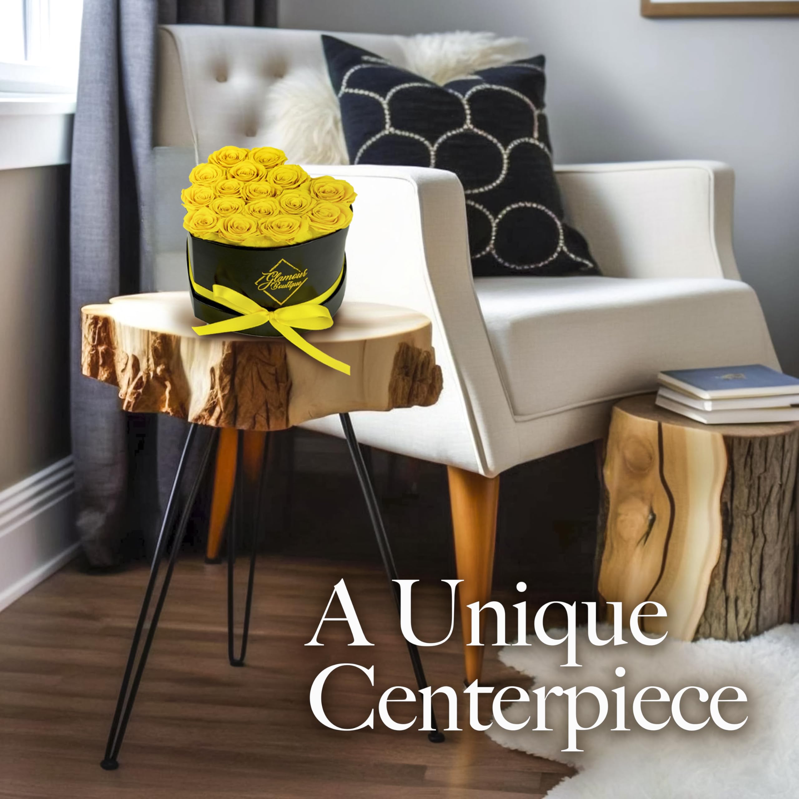 GLAMOUR BOUTIQUE yellow preserved roses vibrant color for decor