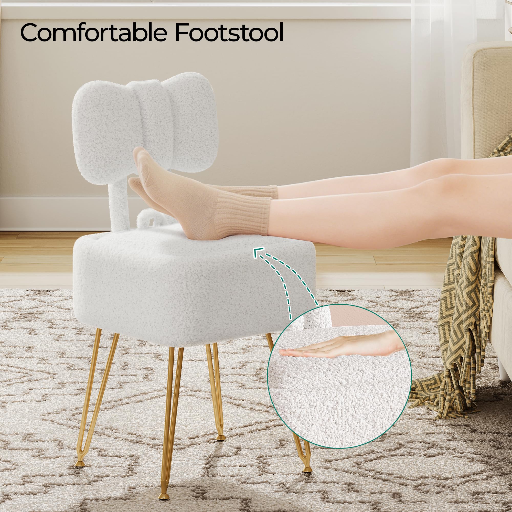 GLANZALANT 360-degree foot pads protect floors while keeping the stool stable.