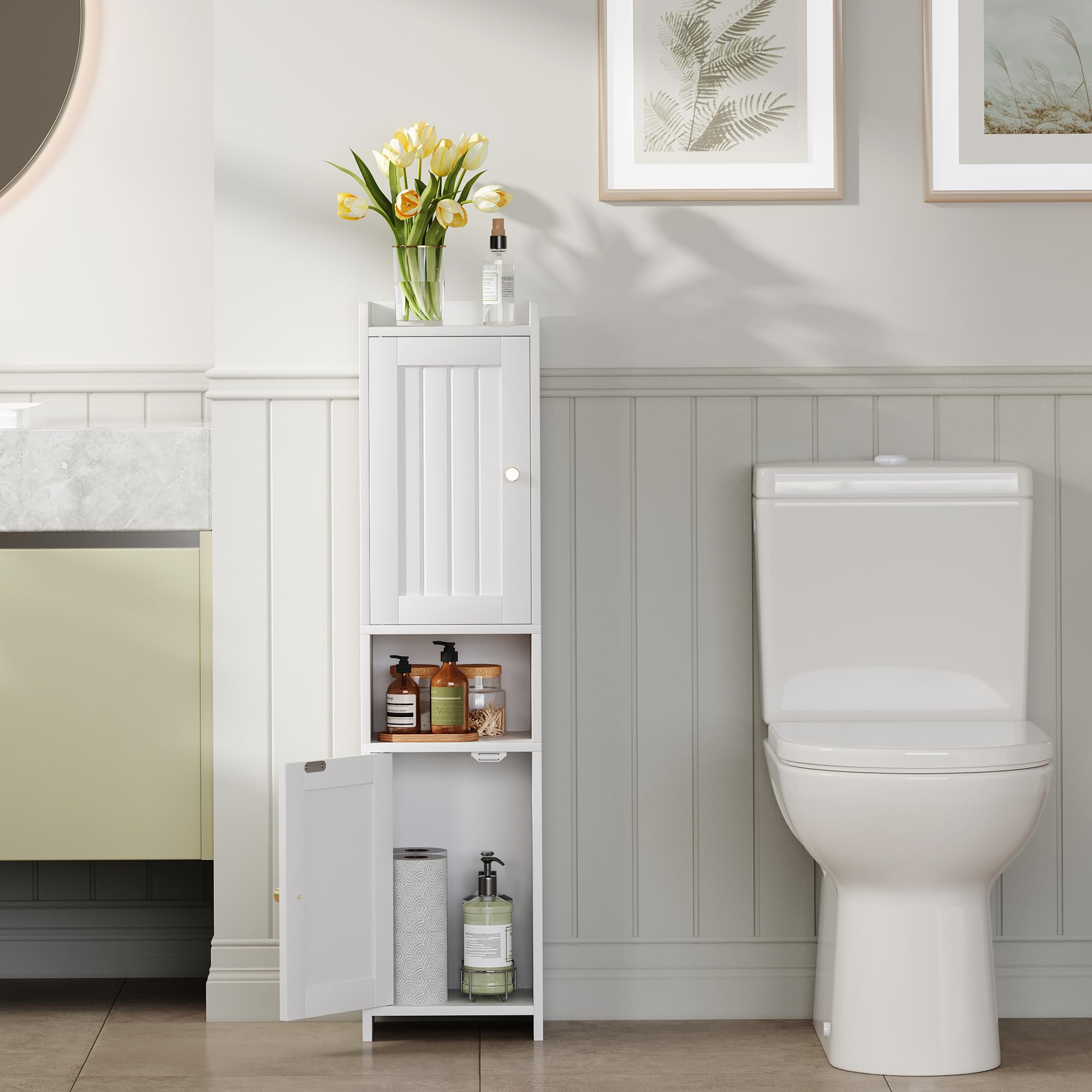 GLANZALANT adjustable-shelf cabinet side view showing flexible storage