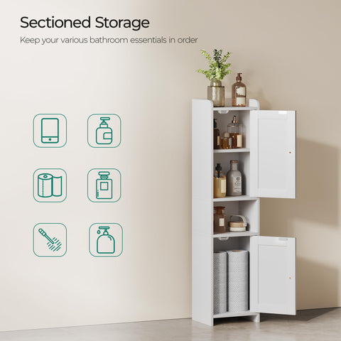 GLANZALANT narrow-space portrait demonstrates compact bathroom storage