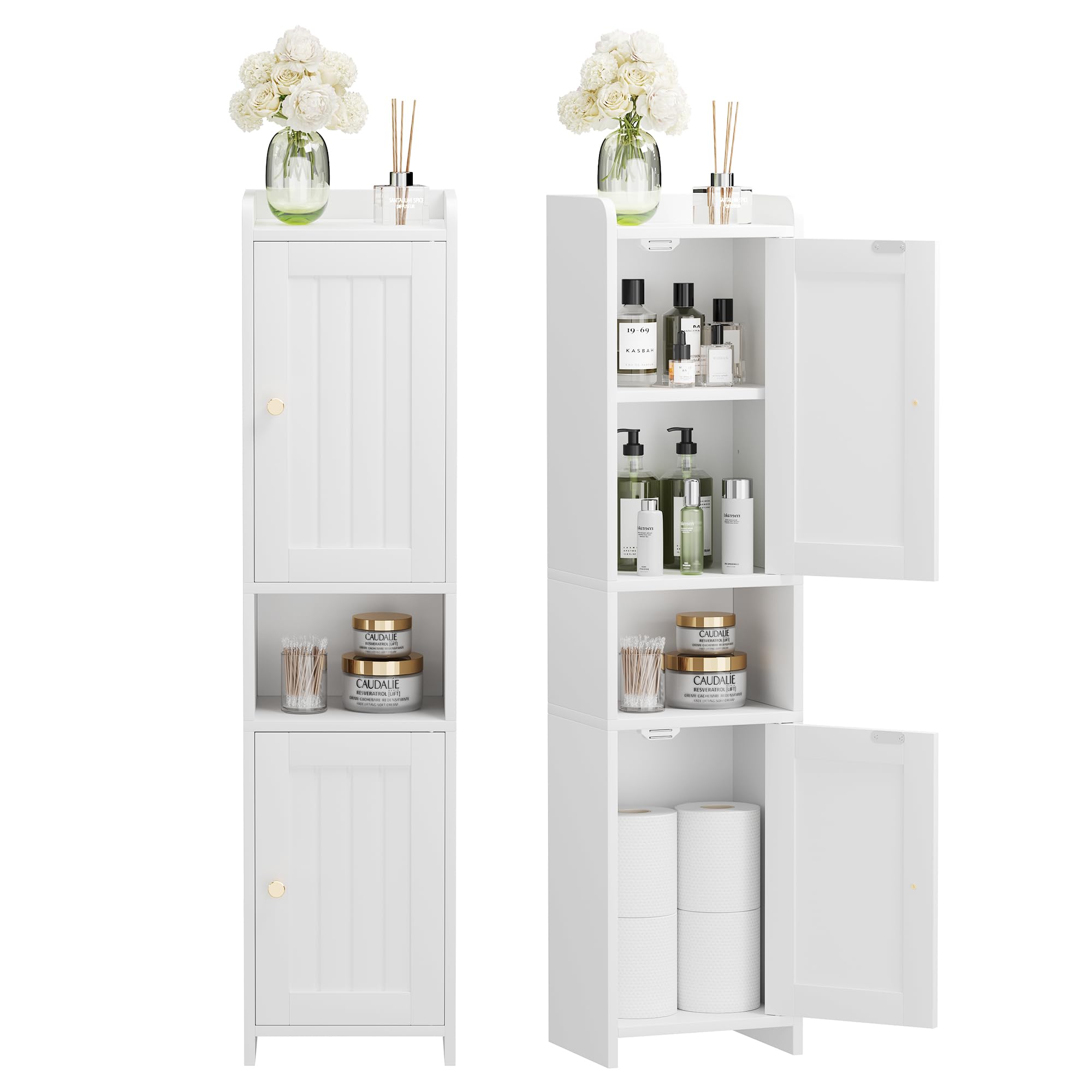 GLANZALANT two-doors bathroom cabinet front view for organized towels and essentials