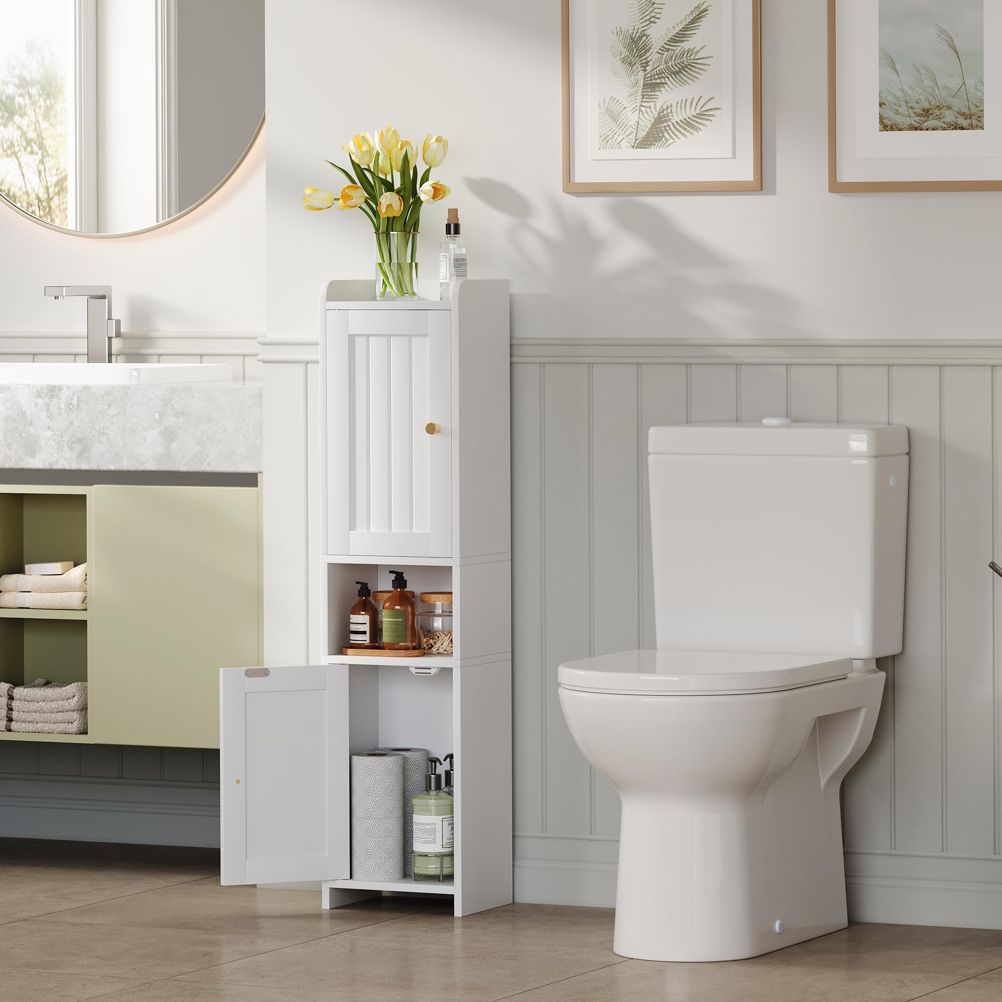 GLANZALANT white-finish cabinet suitable for bathrooms and small spaces