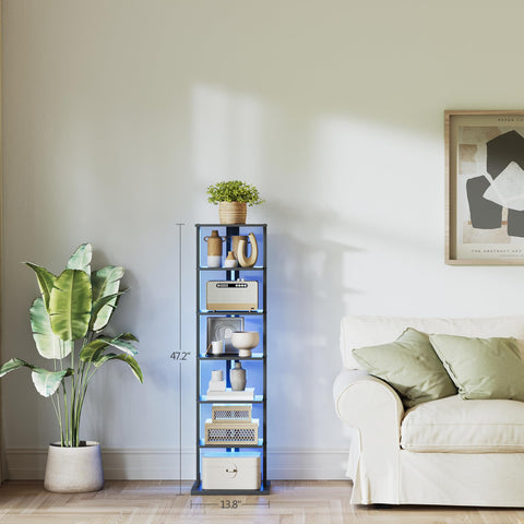 GLANZALANT narrow bookcase placed in a corner to save space