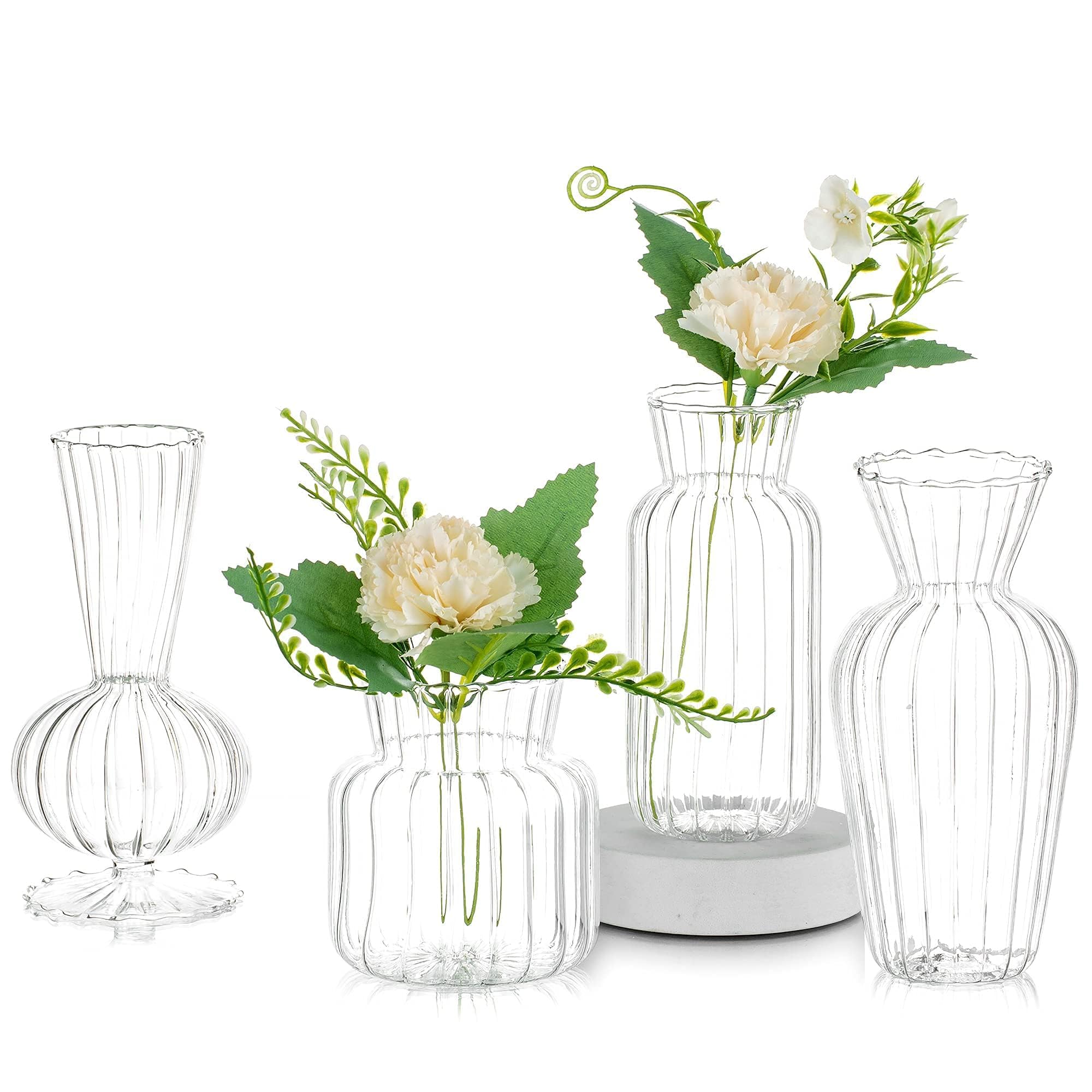 Glasseam 4pc bud vase set in clear glass for elegant centerpieces