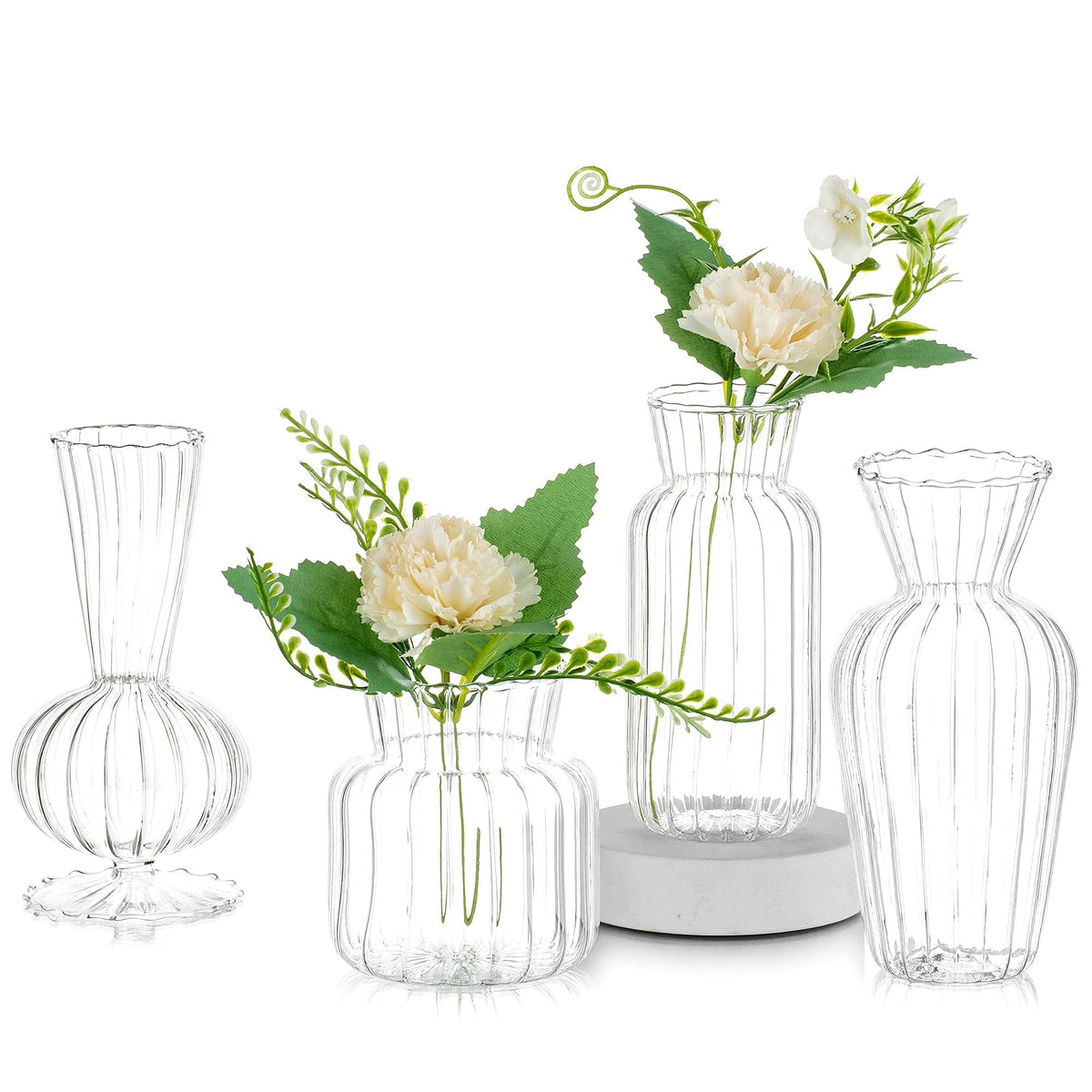 Glasseam 4pc bud vase set in clear glass for elegant centerpieces