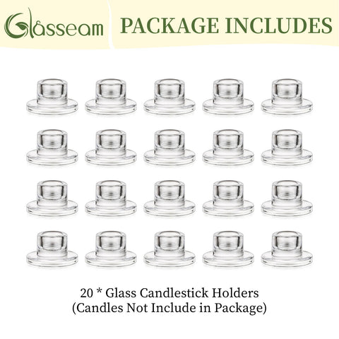 Glasseam clear glass holders enhance mantels and party tables