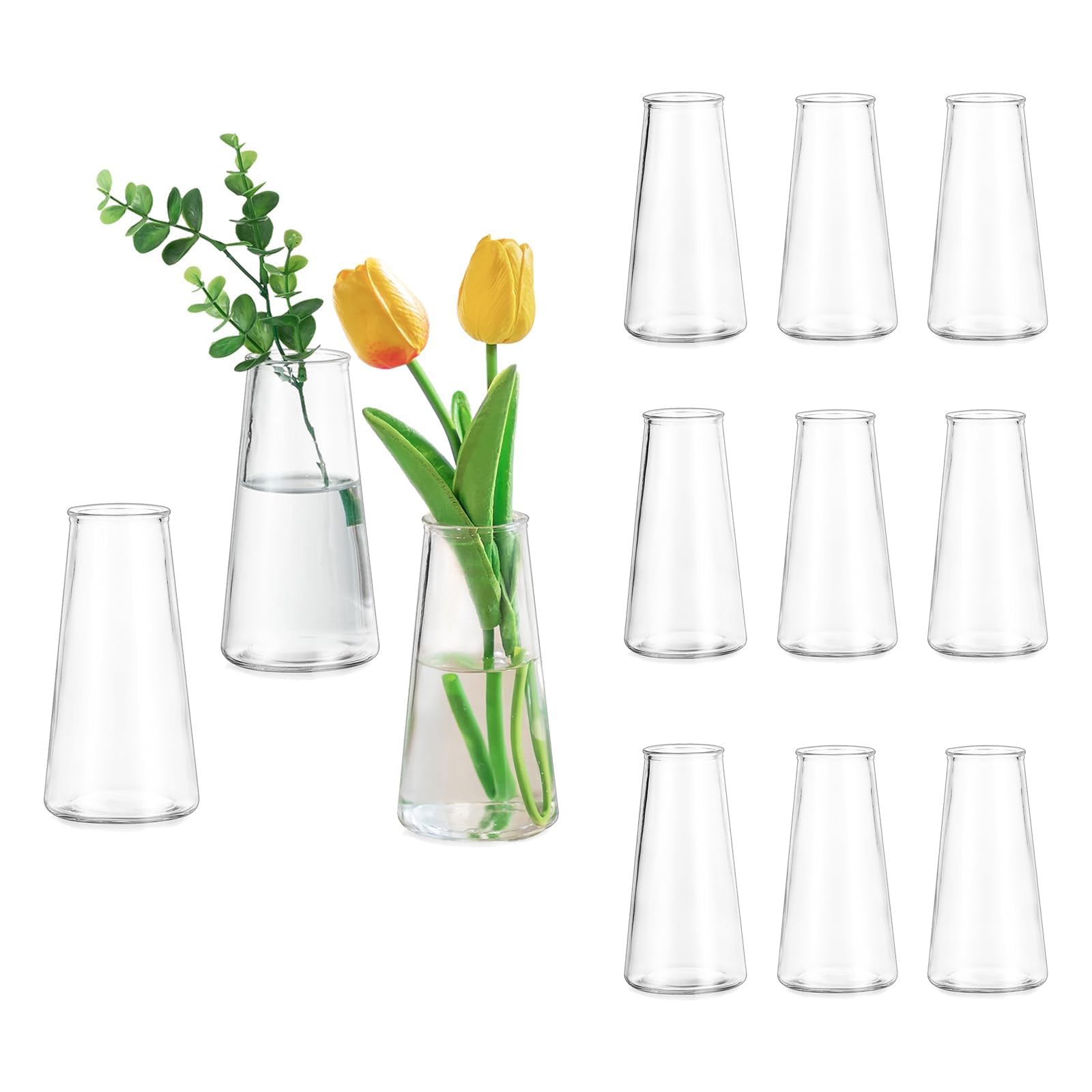Glasseam clear flower vase centerpieces set12 for elegant weddings and home tables.